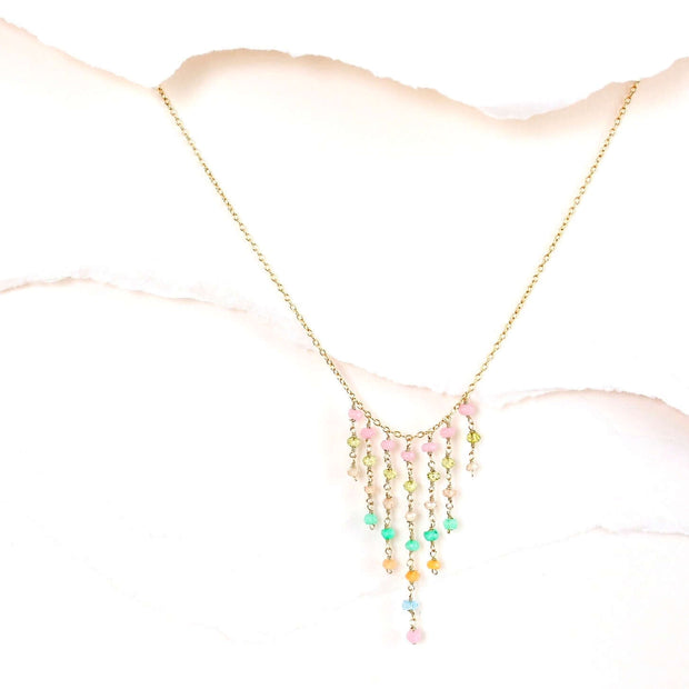 Pastel Rainbow Mini Fringe Necklace