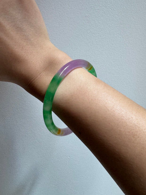 Lavender field — Multicolor jade stone bangle