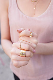 "Claw" 14K Gold  3 Prong Stackable Ring with Freshwater Pearl size 5