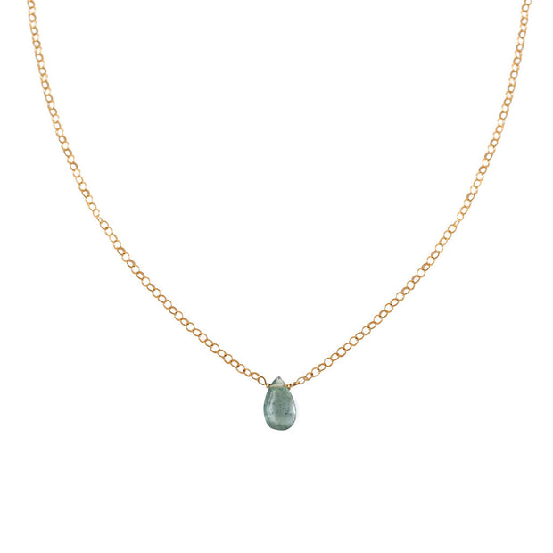 Short Gemstone Necklace - Moss Aquamarine