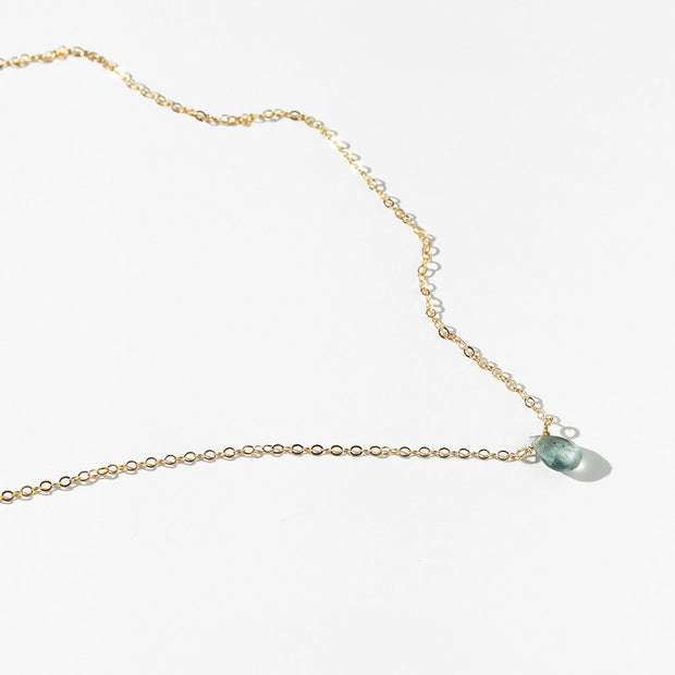 Short Gemstone Necklace - Moss Aquamarine