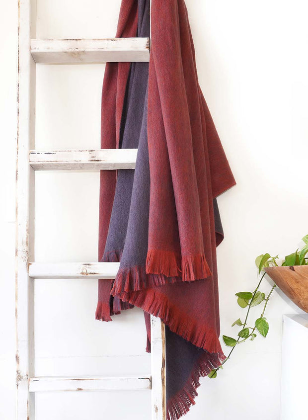 Alpaca Double Sided Throw - Indigo Ember