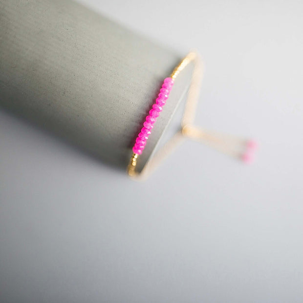 Hot Pink Chalcedony Adjustable Stacking Bracelet