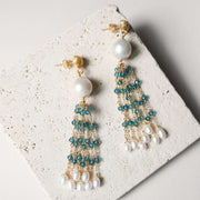 Pearl & London Blue Quartz Tassel Earrings