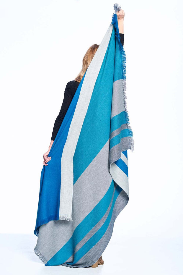 Reversible  Alpaca Throw Blanket- Blue Nile