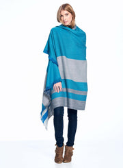 Reversible  Alpaca Throw Blanket- Blue Nile