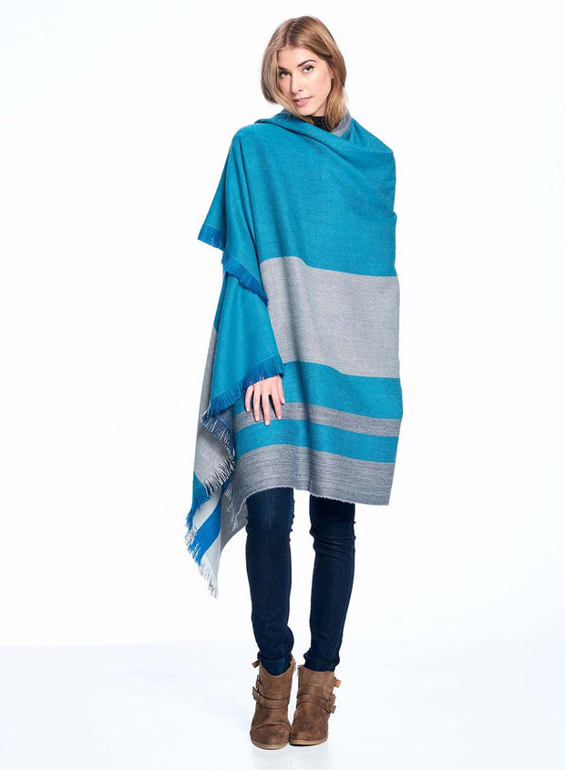 Reversible  Alpaca Throw Blanket- Blue Nile