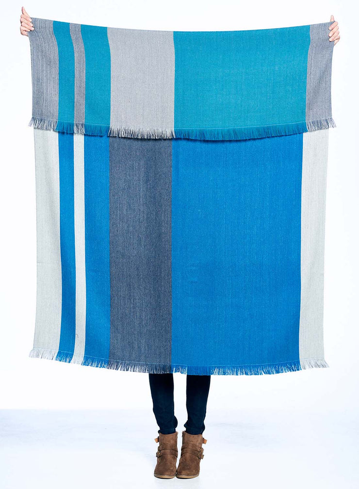 Reversible  Alpaca Throw Blanket- Blue Nile