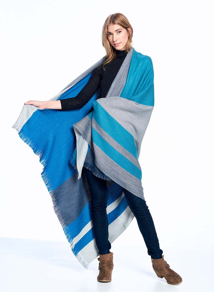 Reversible  Alpaca Throw Blanket- Blue Nile