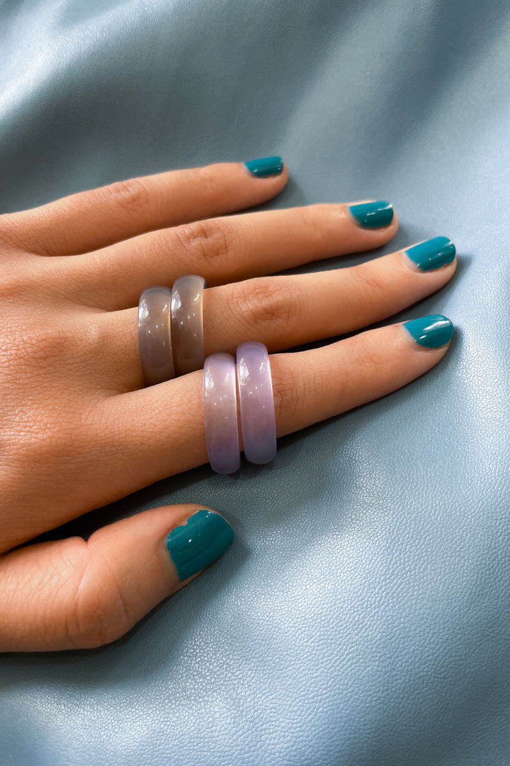 Mist — Grey Purple Jade Stone Ring