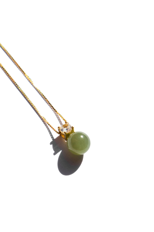 Esther — Green jade and zircon necklace