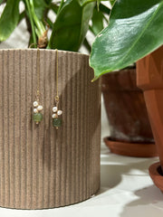 Madeleine — Jade and freshwater pearl drop earrings