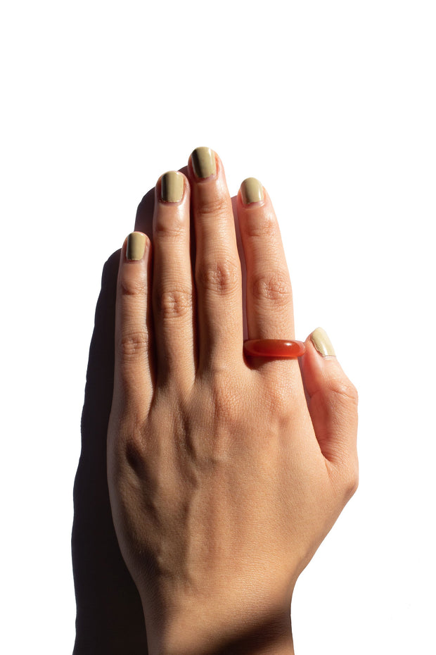 Persimmon — Dark orange jade stone ring