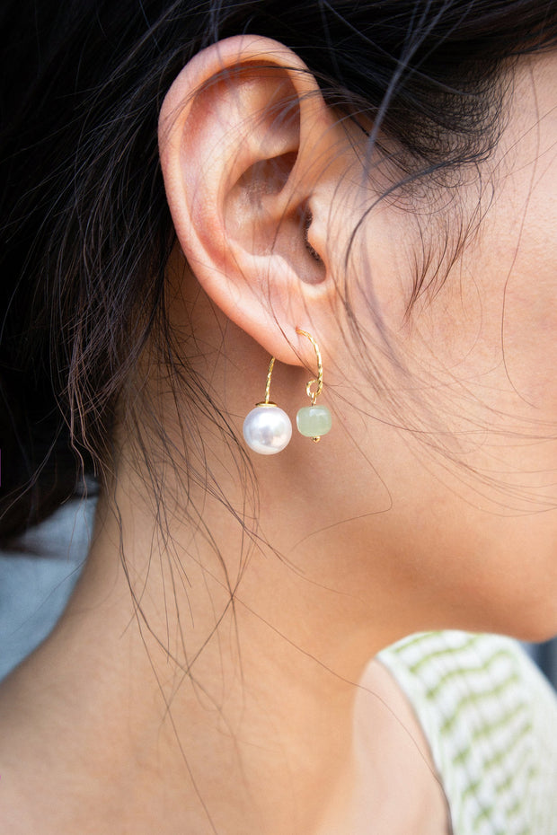 Ana — Pearl jade thread earrings