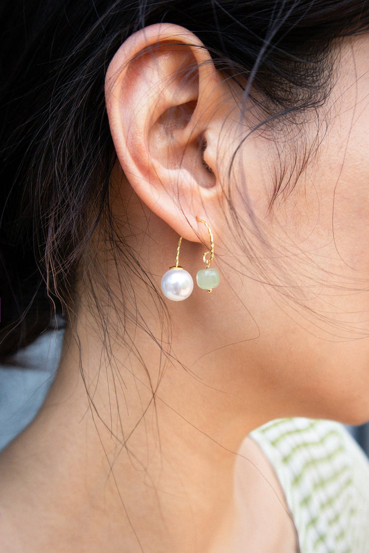 Ana — Pearl Jade Thread Earrings