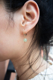 Berry — Small hoop with green bead earrings and