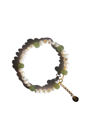 Isabelle — Pearl and Green Jade Bracelet