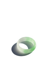 Koi — Mottled green jade ring