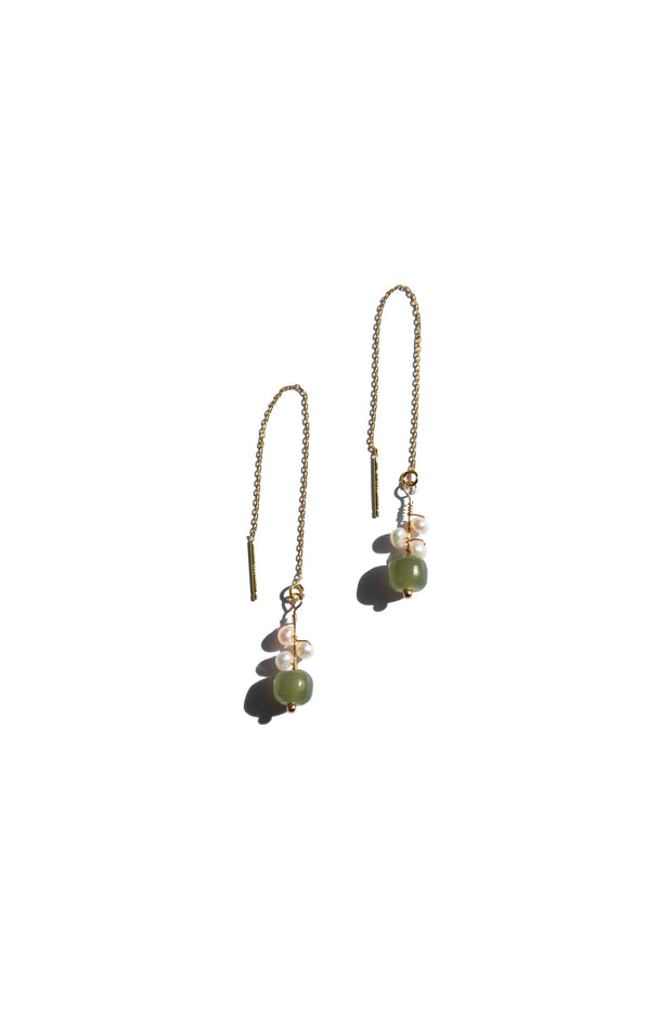 Madeleine — Jade and Freshwater Pearl Drop Earrings