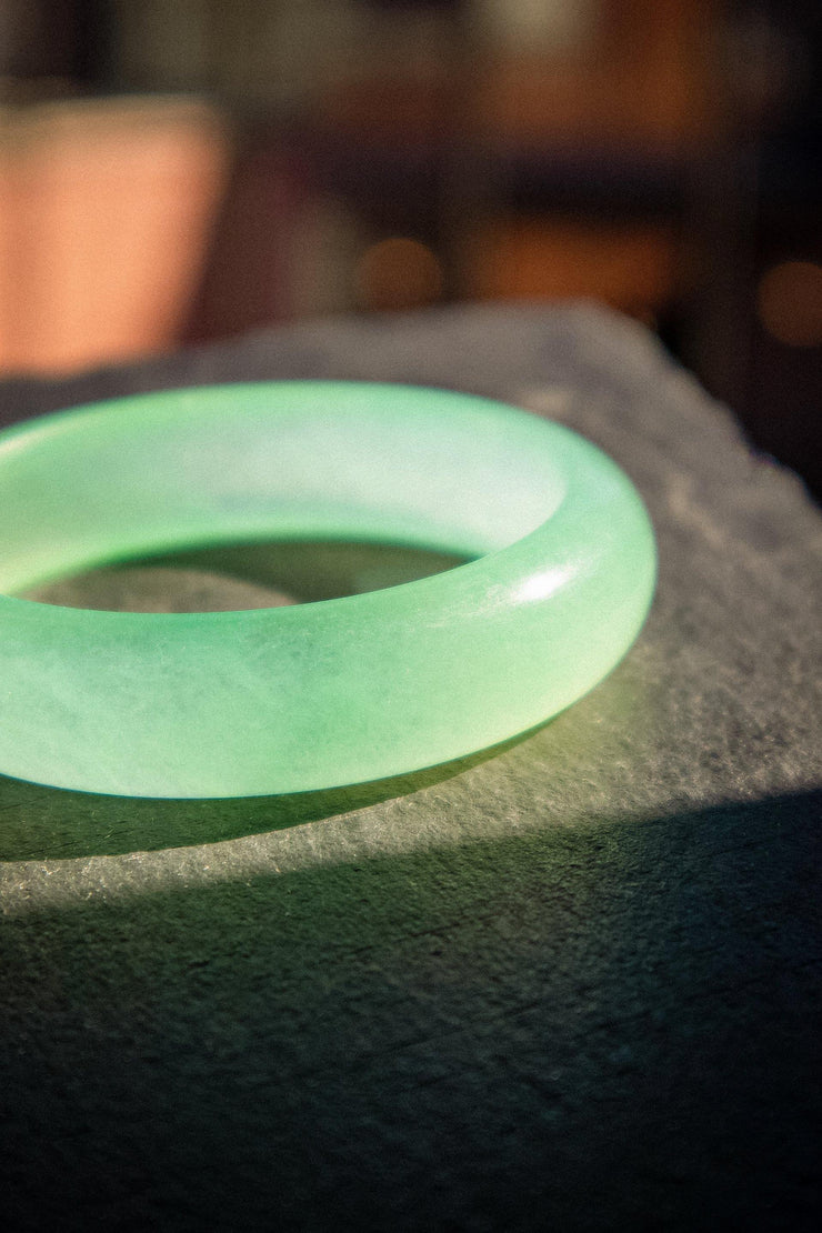 Silk Collection | Agave — Classic Cyan Jade Stone Bangle