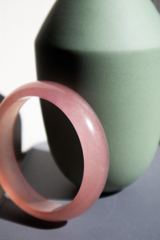 Silk Collection | Blush — Pink Jade Stone Bangle