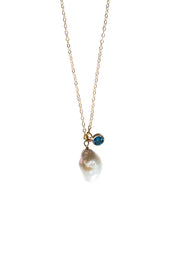 Skylar — Baroque pearl and blue zircon necklace