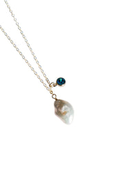 Skylar — Baroque pearl and blue zircon necklace