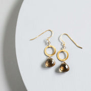 Smoky Quartz Gold Drop Earrings
