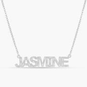 Diamond Cut Block Name Necklace