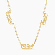 Diamond Cut Three Name Necklace