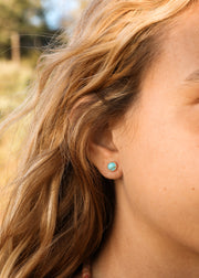 Sterling Silver + Kingman Turquoise Stud Earrings || Classic ||