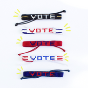 Woven VOTE Bracelet - White/Red/Blue