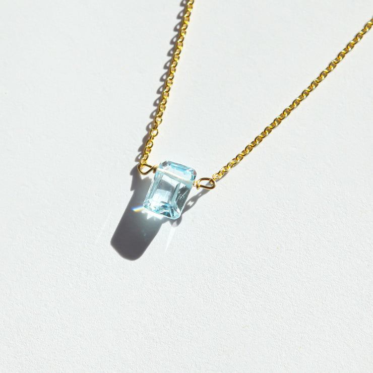 Aquamarine Emerald Cut Necklace