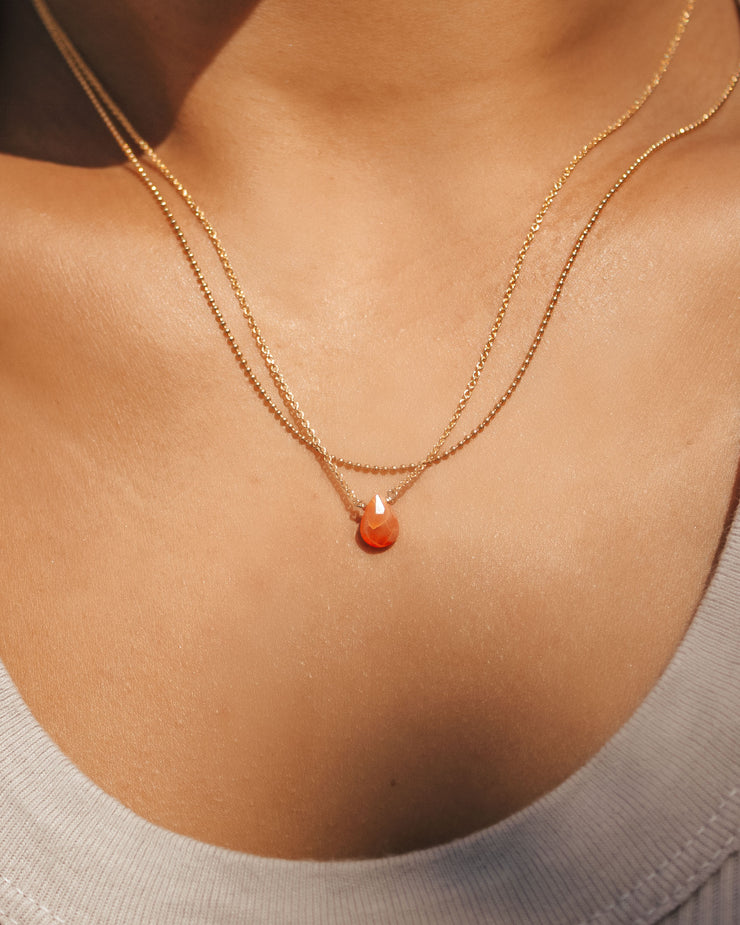 Fire Opal Little Gemstone Necklace