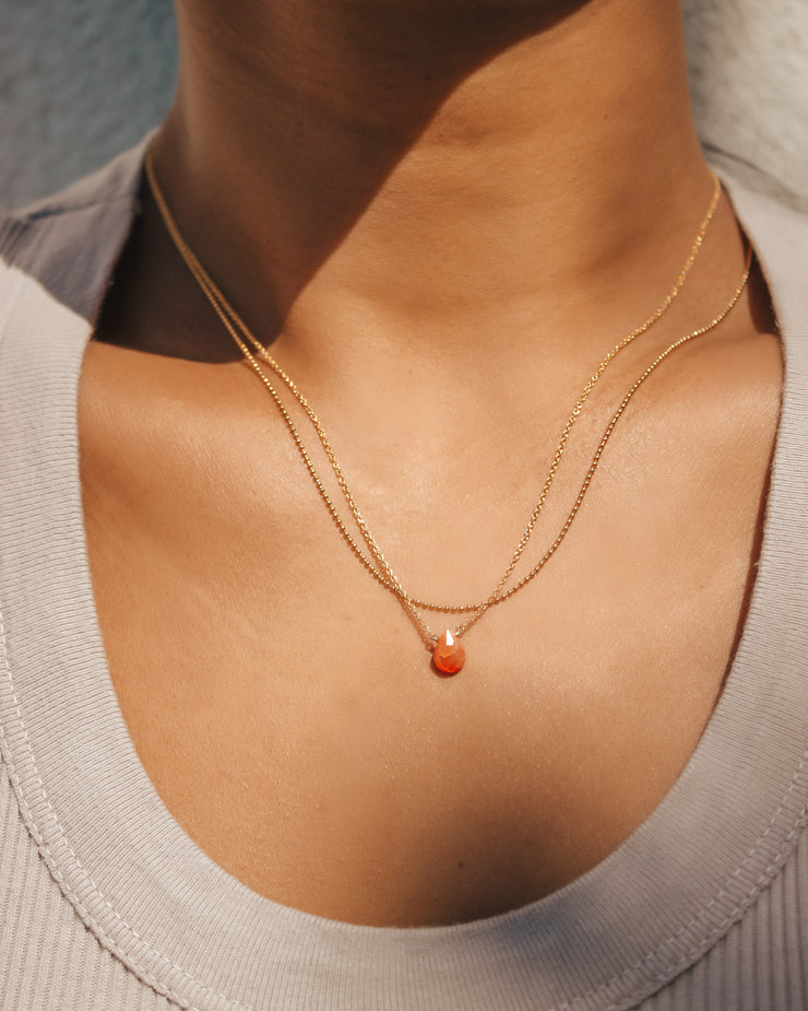 Fire Opal Little Gemstone Necklace