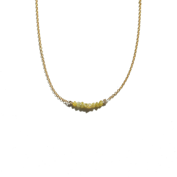 Yellow Rough Diamond Bar Necklace