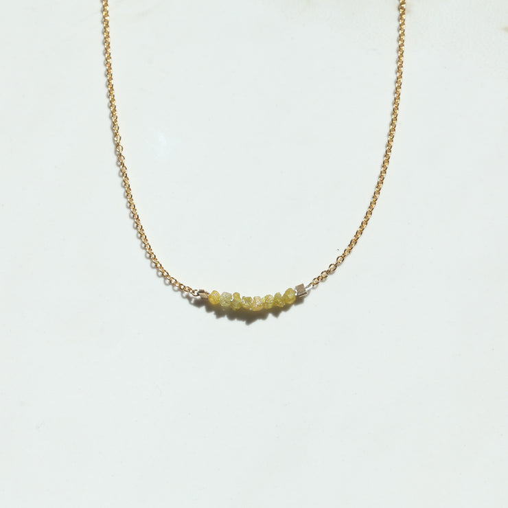 Yellow Rough Diamond Bar Necklace