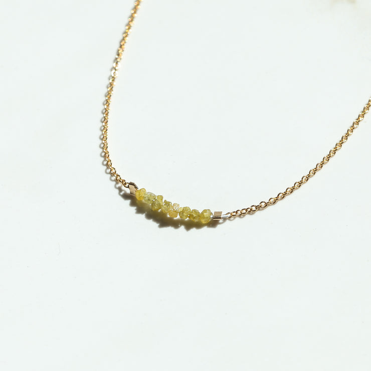 Yellow Rough Diamond Bar Necklace