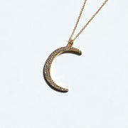 Pave Diamond Moon Necklace