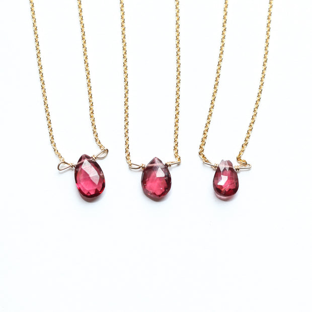 1ct Round Cut Natural Red Garnet Pendant Necklace 16