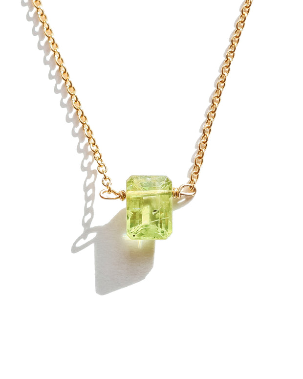 Peridot Emerald Cut Necklace