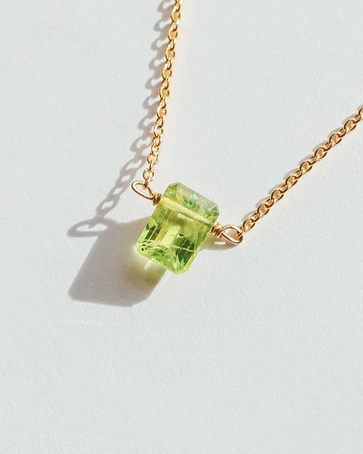 Peridot Emerald Cut Necklace