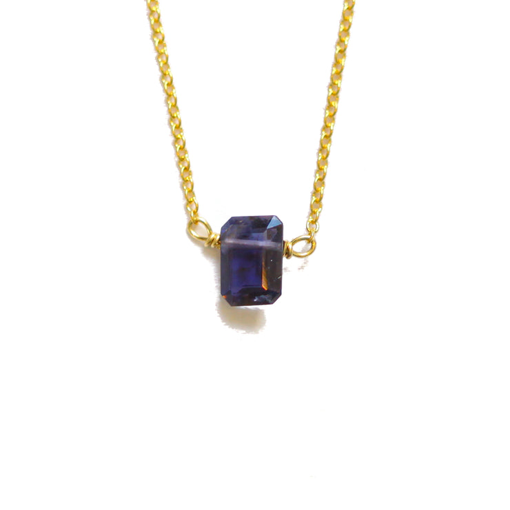 Iolite Emerald Cut Necklace