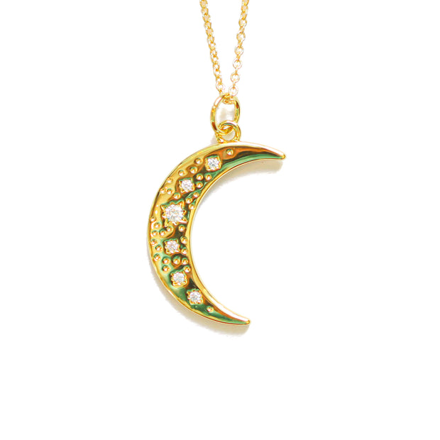 Pave Moon Charm Necklace