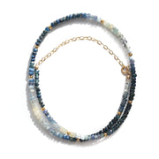 Ombre Sapphire and Gold Beaded Gemstone Paz Necklace