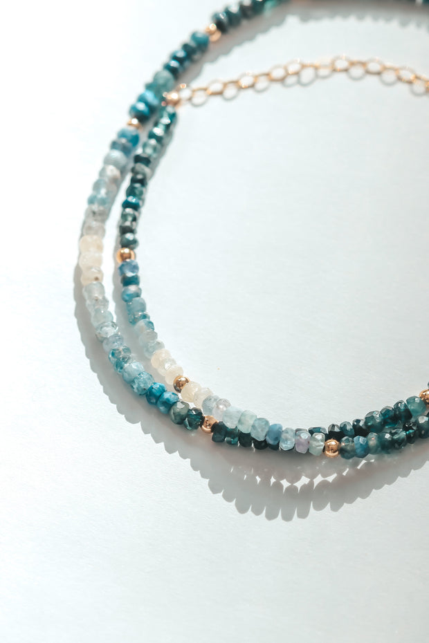 Ombre Sapphire Moon Cycle Necklace