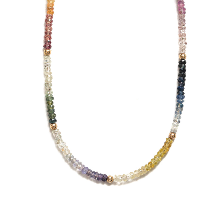 Rainbow Sapphire Gemstone Necklace- Moon Cycle